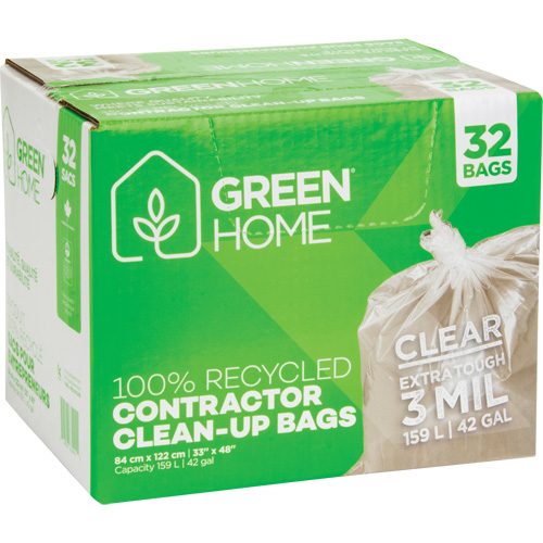 Sacs &agrave; ordures Green Home, Fort, 33" la x 48" lo, 3 mils, Transparent, Capacit&eacute; 159 L (42 gal.) Mukwa Safety Services