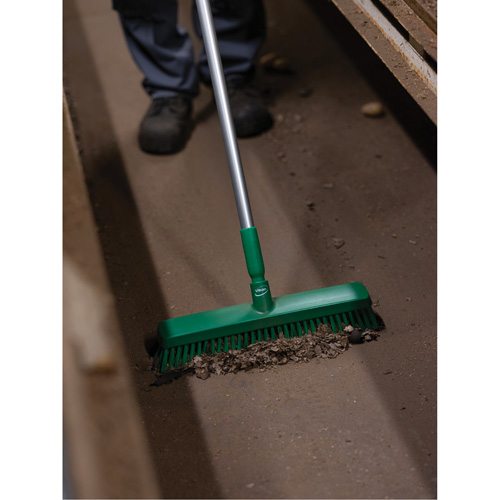 Push Broom Head, Fine/Stiff Bristles, 16-1/2", Polyester/Polypropylene, Green Mukwa Safety Services