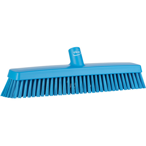 Push Broom Head, Fine/Stiff Bristles, 16-1/2", Polyester/Polypropylene, Blue Mukwa Safety Services