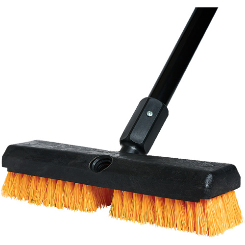 Brosse de nettoyage avec manche, 10" l, Soies Polypropyl&egrave;ne, Noir/Rouge Mukwa Safety Services