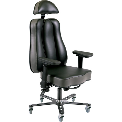Synergo II 24h Ergonomic Chair, Vinyl, Black/Grey, 350 lbs. Capacity Mukwa Safety Services