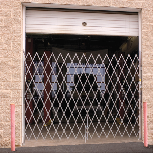Galvanized Folding Security Gates, Fixed Single Folding, 10' L x 6' 6" H Expanded Mukwa Safety Services