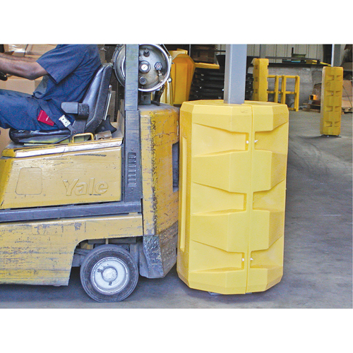 Column Protectors, 9-1/4" Inside Opening, 23-1/2" L x 23-1/2" W x 39-1/2" H, Yellow Mukwa Safety Services