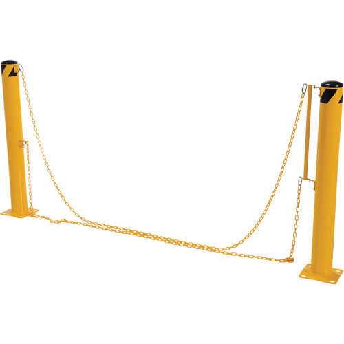 Dock Chain Barrier Bollard System, Steel, 42" H x 6-5/8" W, Yellow Mukwa Safety Services