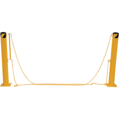 Dock Chain Barrier Bollard System, Steel, 42" H x 6-5/8" W, Yellow Mukwa Safety Services