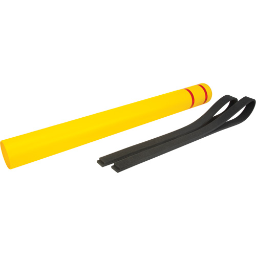 Polyethylene Bollard Cover, 4-1/2" Dia. x 52" L, Red/Yellow Mukwa Safety Services