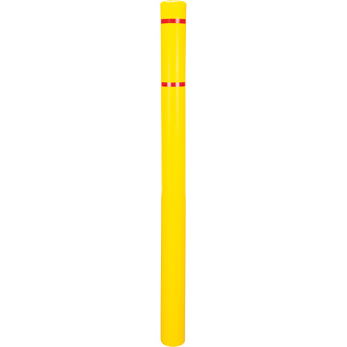 Capuchon en poly&eacute;thyl&egrave;ne pour borne de protection, 4-1/2" dia. x 64" l, Rouge/Jaune Mukwa Safety Services