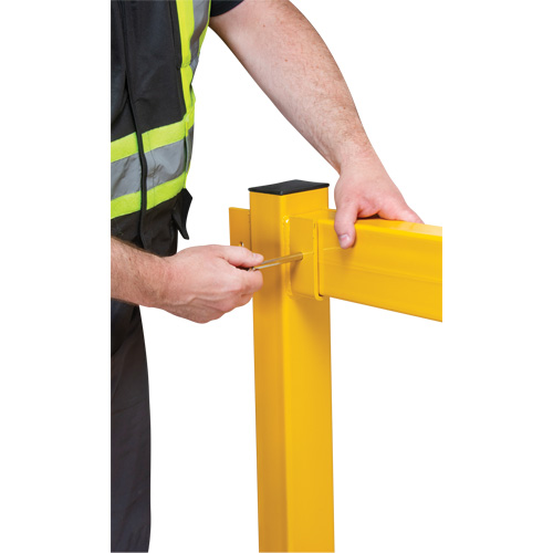 End Post for Light-Duty Guard Rails, Steel, 42" H, Safety Yellow Mukwa Safety Services