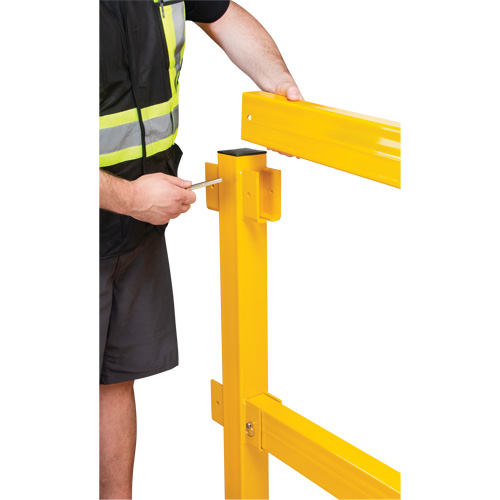 End Post for Light-Duty Guard Rails, Steel, 42" H, Safety Yellow Mukwa Safety Services