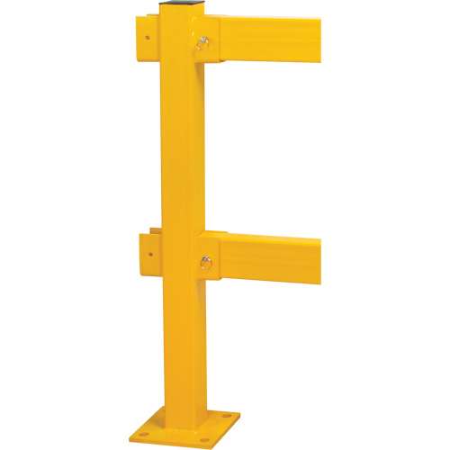 Poteau en ligne pour garde-corps l&eacute;gers, Acier, 42" h, Jaune s&eacute;curit&eacute; OSHA Mukwa Safety Services