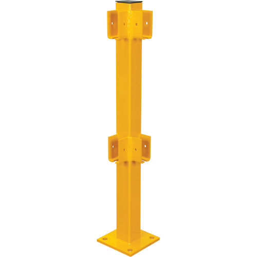 Poteau de coin pour garde-corps l&eacute;gers, Acier, 42" h, Jaune s&eacute;curit&eacute; OSHA Mukwa Safety Services