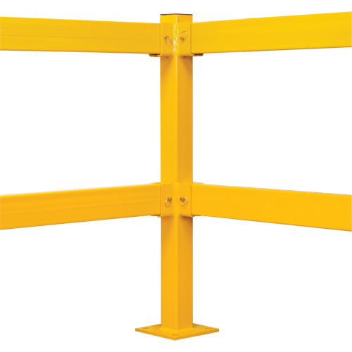 Poteau de coin pour garde-corps l&eacute;gers, Acier, 42" h, Jaune s&eacute;curit&eacute; OSHA Mukwa Safety Services