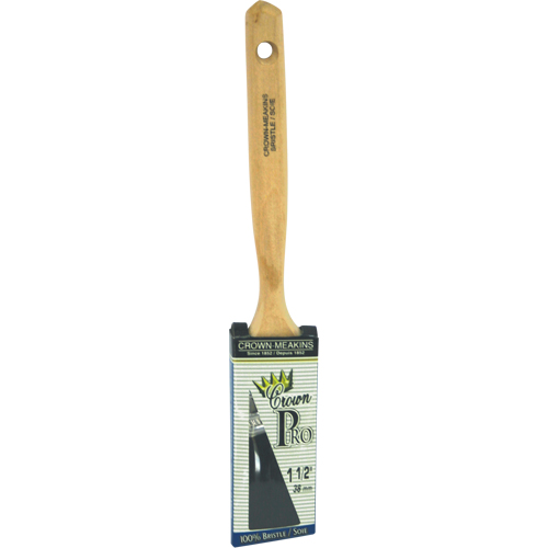 Crown Pro Straight Paint Brush, Bristle, Wood Handle, 1-1/2" Width Mukwa Safety Services