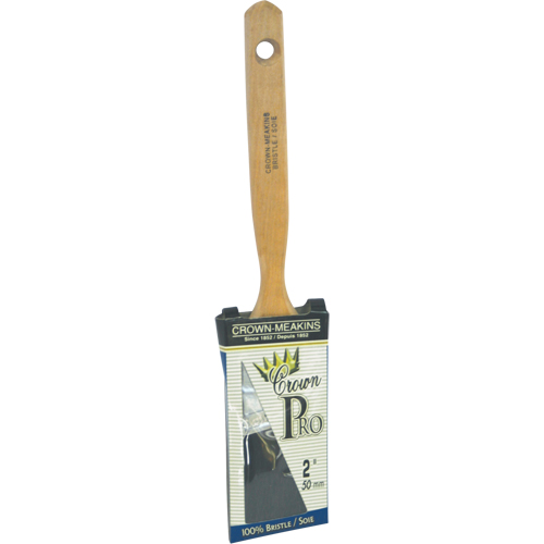 Crown Pro Straight Paint Brush, Bristle, Wood Handle, 2" Width Mukwa Safety Services
