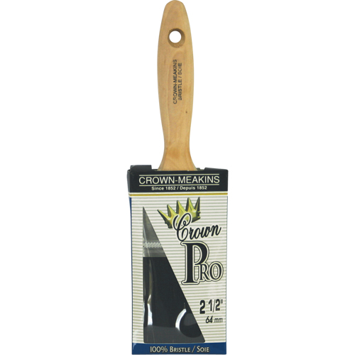 Crown Pro Straight Paint Brush, Bristle, Wood Handle, 2-1/2" Width Mukwa Safety Services