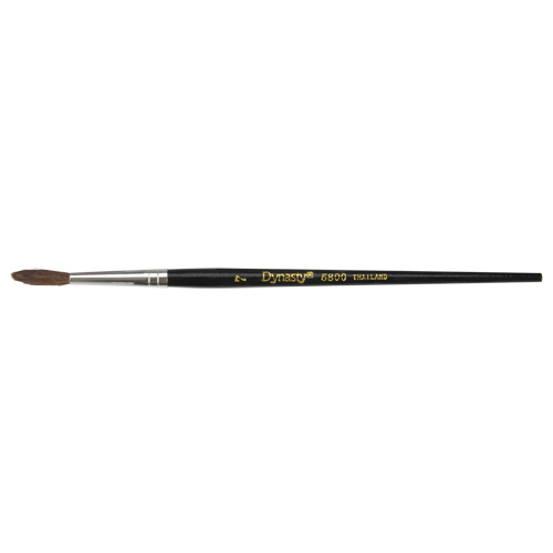 Black Pointed Bristle Artist Brush, 4 mm Brush Width, Camel Hair, Wood Handle Mukwa Safety Services