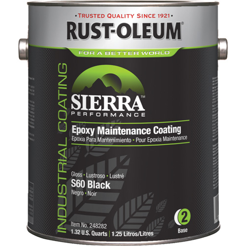 Rev&ecirc;tement dentretien &eacute;poxydique &agrave; base deau Sierra S60 Partie 2 Couche de fond, Gallon, Noir Mukwa Safety Services