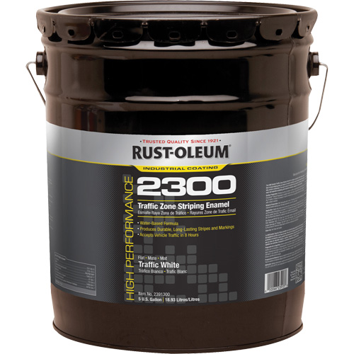 High-Performance 2300 System Traffic Zone Striping Paint, White, 5 gal., Pail Mukwa Safety Services