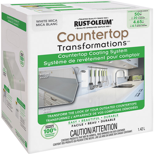 Syst&egrave;me de rev&ecirc;tement au mica pour comptoir Countertop Transformations, 1,42 L, Trousse, Mica blanc Mukwa Safety Services