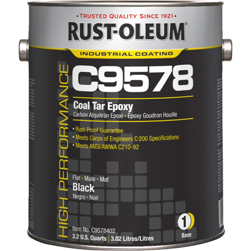 Composant de base pour rev&ecirc;tement &eacute;poxydique &agrave; base de goudron de houille et &agrave; haute teneur en solides du syst&egrave;me C9578, Noir, Gallon Mukwa Safety Services