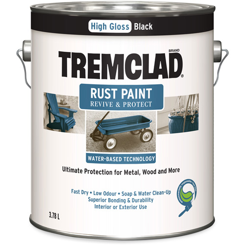 Peinture antirouille &agrave; base d'eau Tremclad, 3,78 L, Gallon, Noir Mukwa Safety Services