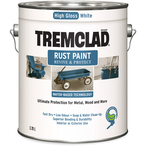 Peinture antirouille &agrave; base d'eau Tremclad, 3,78 L, Gallon, Blanc Mukwa Safety Services