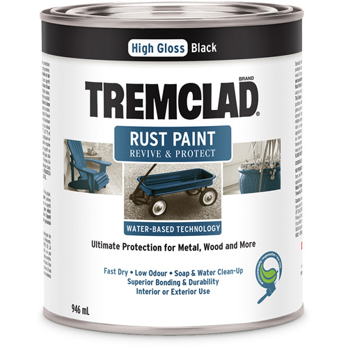 Tremclad&reg; Water-Based Rust Paint, 946 ml, Can, Black Mukwa Safety Services