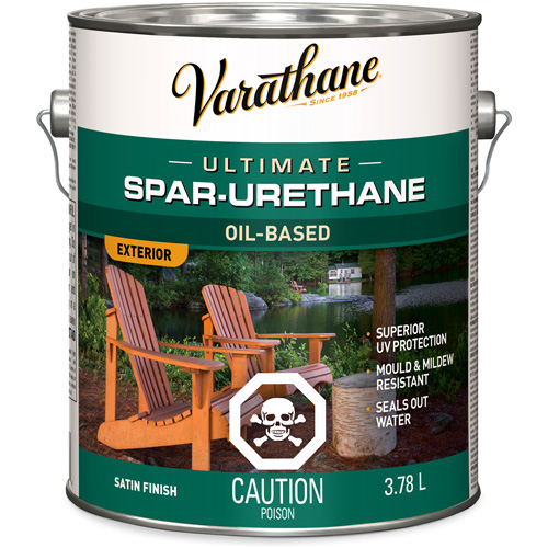 Varathane&reg; Diamond Outdoor Wood Finish, 3.78 L, Clear, Satin Mukwa Safety Services