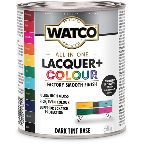 Watco&reg; All In One Lacquer + Colour Dark Tint Base, 946 ml, Dark Tint Base, High-Gloss Mukwa Safety Services