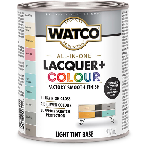 Watco&reg; All In One Lacquer + Colour Light Tint Base, 946 ml, Light Tint Base, High-Gloss Mukwa Safety Services
