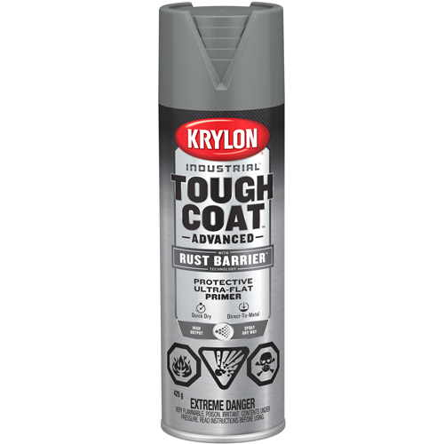 Tough Coat&reg; Advanced Paint with Rust Barrier Technology, Grey Primer, Ultra-Flat, 425 g, Aerosol Can Mukwa Safety Services