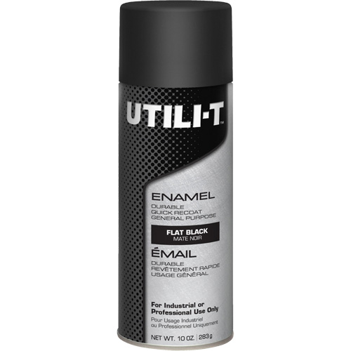 UTILI-T General Purpose Enamel Spray Paint, Black, Flat Finish, 10 oz./283 g, Aerosol Can Mukwa Safety Services
