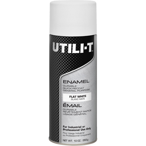UTILI-T General Purpose Enamel Spray Paint, White, Flat Finish, 10 oz./283 g, Aerosol Can Mukwa Safety Services