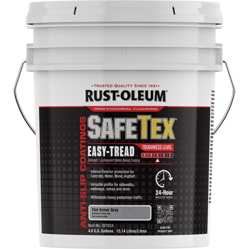 SafeTex&reg; Easy-Tread Acrylic Coating, 4 gal., Water-Based, Flat Finish/Textured, Grey Mukwa Safety Services
