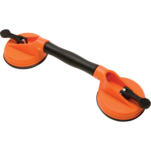 Manually Operated Hand Vacuum Cups - Double Handcup-Swivel, 50 lbs. Capacity, 4-5/8", Lever, 13" Handle Length Mukwa Safety Services