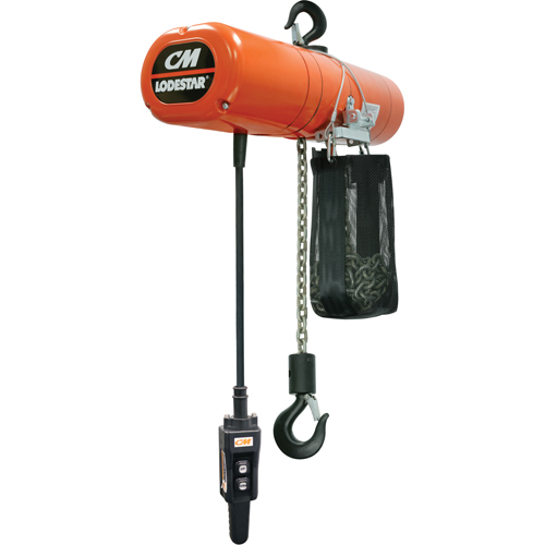 Lodestar Electric Chain Hoists, 10' Lift, 2000 lbs. (1 tons) Capacity, 16 FPM Mukwa Safety Services