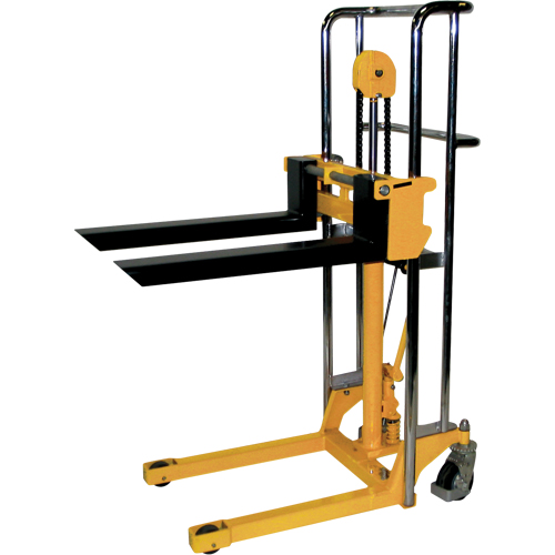 Hydraulic Fork Lift Stacker - VL59, Foot Pump Operated, 880 lbs. Capacity, 59" Max Lift Mukwa Safety Services