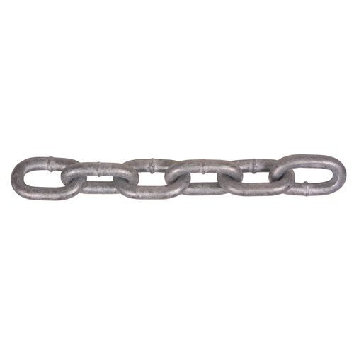 Hot-Dipped Galvanized Chains, Carbon Steel, 3/8" x 200' (60.96 m) L, Grade 30, 2650 lbs. (1.325 tons) Load Capacity Mukwa Safety Services