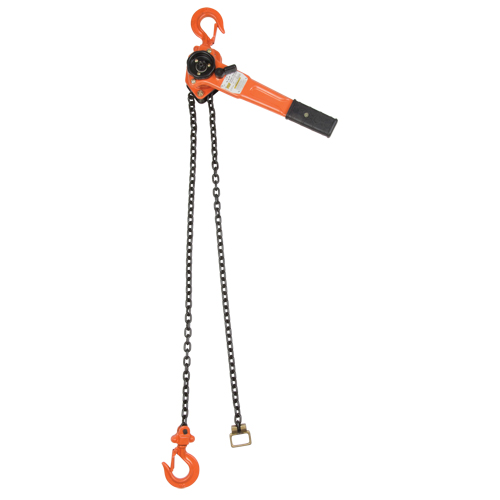 Lever Chain Hoist, 5' Lift, 1000 lbs. (0.5 tons) Capacity, Alloy Steel Chain Mukwa Safety Services