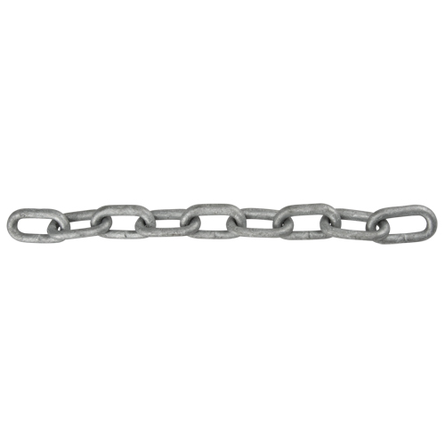 Straight Link Chain, Low Carbon Steel, 1" x 100' (30.4 m) L, Grade 30, 17900 lbs. (8.95 tons) Load Capacity Mukwa Safety Services