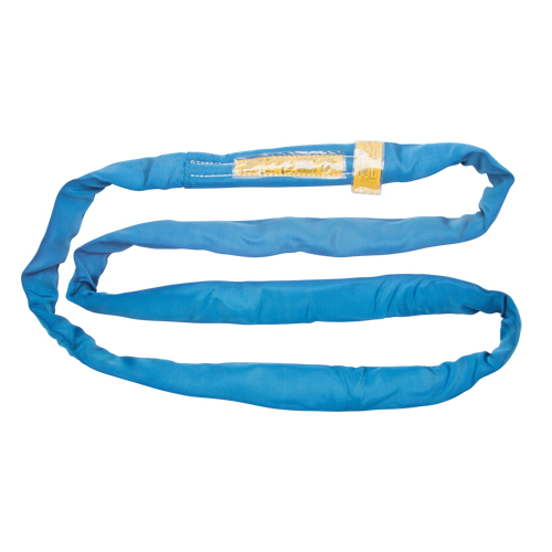 Polyester Round Sling, Blue, 4" W x 8' L, 23000 lbs. Vertical Load Mukwa Safety Services