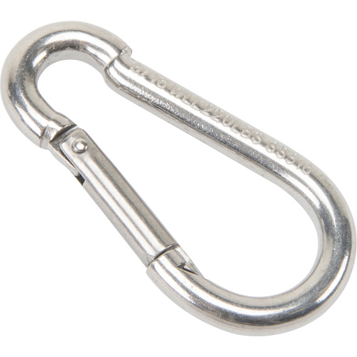 Stainless Steel Snap Hook, 220 lbs (0.11 tons) Working Load Limit, 3/16" Size, 5/16" Eye Mukwa Safety Services