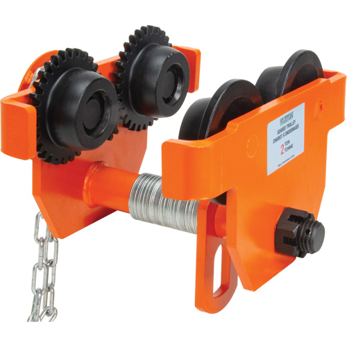 Adjustable Trolley with Safety Plates, 10000 lbs. (5 tons) Capacity, 4-14/16" - 6-7/8" Mukwa Safety Services