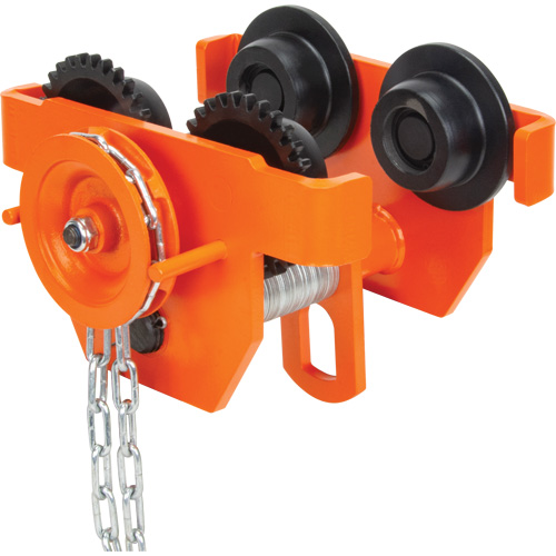 Adjustable Trolley with Safety Plates, 10000 lbs. (5 tons) Capacity, 4-14/16" - 6-7/8" Mukwa Safety Services