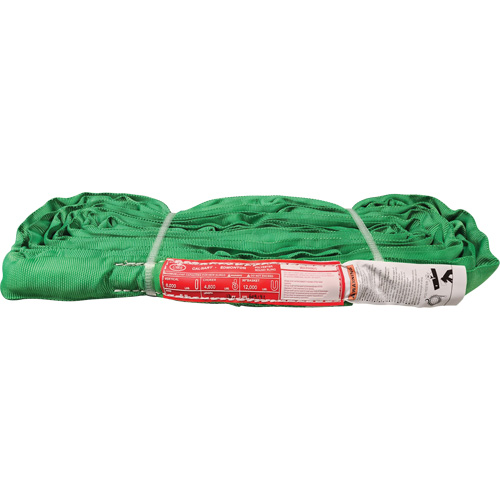 Polyester Round Sling, Green, 12' L, 6000 lbs. Vertical Load Mukwa Safety Services