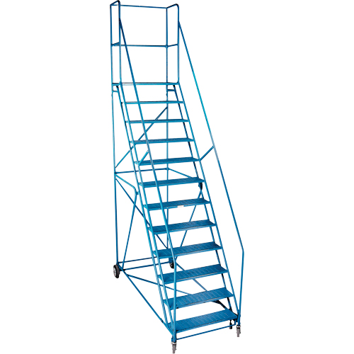 CSA-Certified Rolling Step Ladder with Locking Step, 12 Steps, 30" Step Width, 109" Platform Height, Steel Mukwa Safety Services