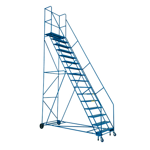 CSA-Certified Rolling Step Ladder with Locking Step, 16 Steps, 30" Step Width, 144" Platform Height, Steel Mukwa Safety Services