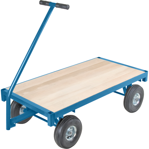 Chariots wagon ergonomiques &agrave; plateforme, 30" la x 60" lo, 45" Poign&eacute;e, 1000 lb Capacit&eacute;, 10" Dia. de roue, Pneumatique Roues Mukwa Safety Services