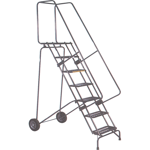 Fold-N-Store Rolling Ladders, 12 Steps, Perforated, 120" High Mukwa Safety Services