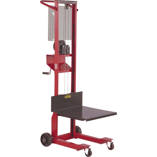 Platform Lift Stacker, Hand Winch Operated, 500 lbs Capacity, 54" Max Lift Mukwa Safety Services